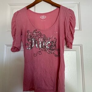 Vintage Juicy Couture Pink Fitted Puff Sleeve Blouse
